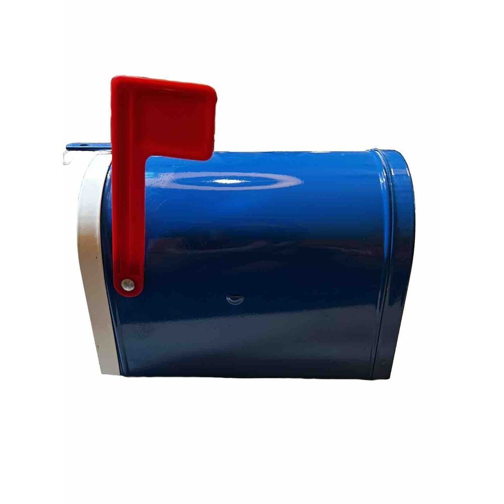 Bob Evans Farms Metal Mailbox‎ Coin Bank Blue White Red Flag with Lock and Keys